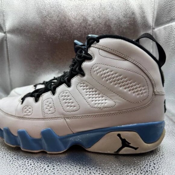 Size 8.5 - Air Jordan 9 Retro 2010 Mens Powder Blue Leather Sneakers 302370-103 - Picture 7 of 10
